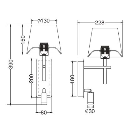 Zuma Line - LED-Wandleuchte 1xE27/40W/230V + LED/2,5W mattchrom/weiß