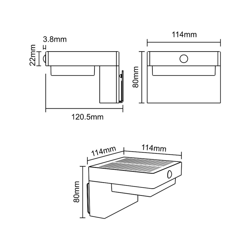 Zuma Line - LED-Solar-Wandleuchte mit Bewegungs- und Dämmerungssensor LED/4,5W/2000 mAh IP44 schwarz