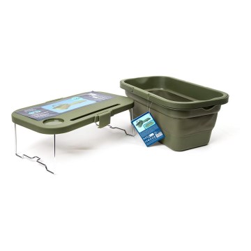 Zusammenklappbarer Camping-Picknickkorb mit Deckel 2-in-1 grün