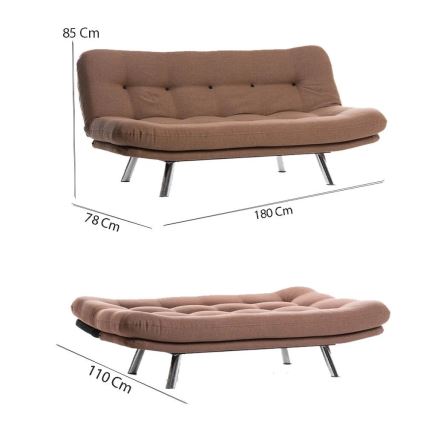 Zweisitziges Schlafsofa BINA, hellbraun