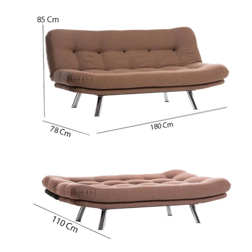 Zweisitziges Schlafsofa BINA, hellbraun