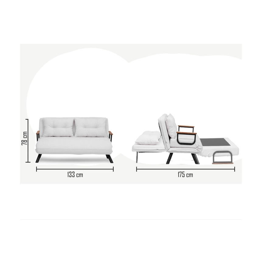 Zweisitziges Schlafsofa QIRA, Weiß