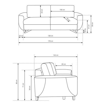 Zweisitziges Sofa AVESTA, blau